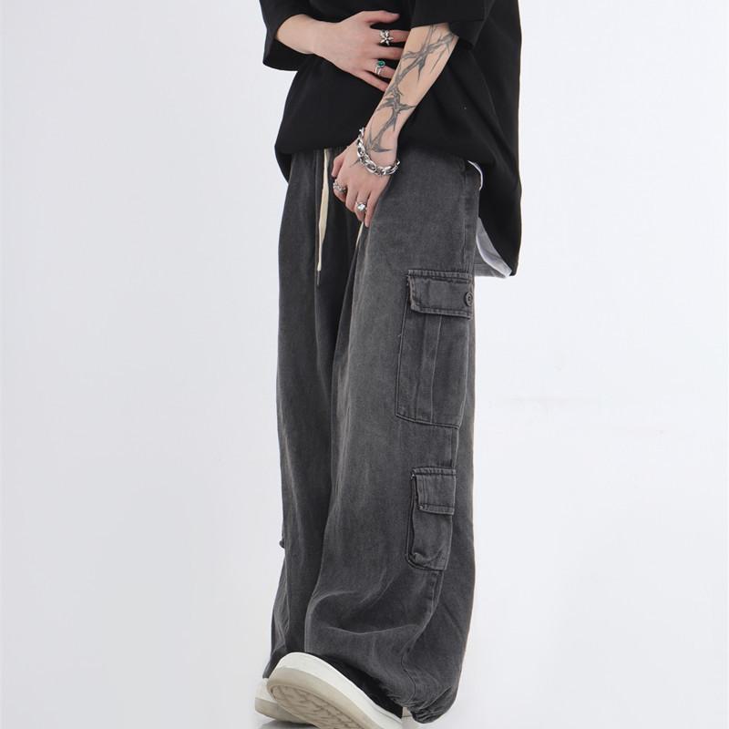 2024 Spring/Autumn 3D Pocket Wide-Leg Jeans - Hip-Hop Style for Men & Women
