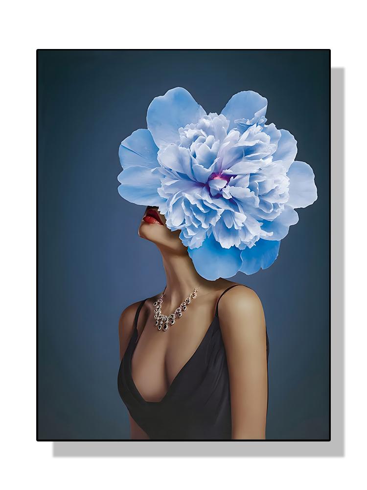Modern Sexy Woman Flower Head Poster Canvas Painting Abstract Fashion Lady Wall Art for Living Room Decoration Home Cuadros