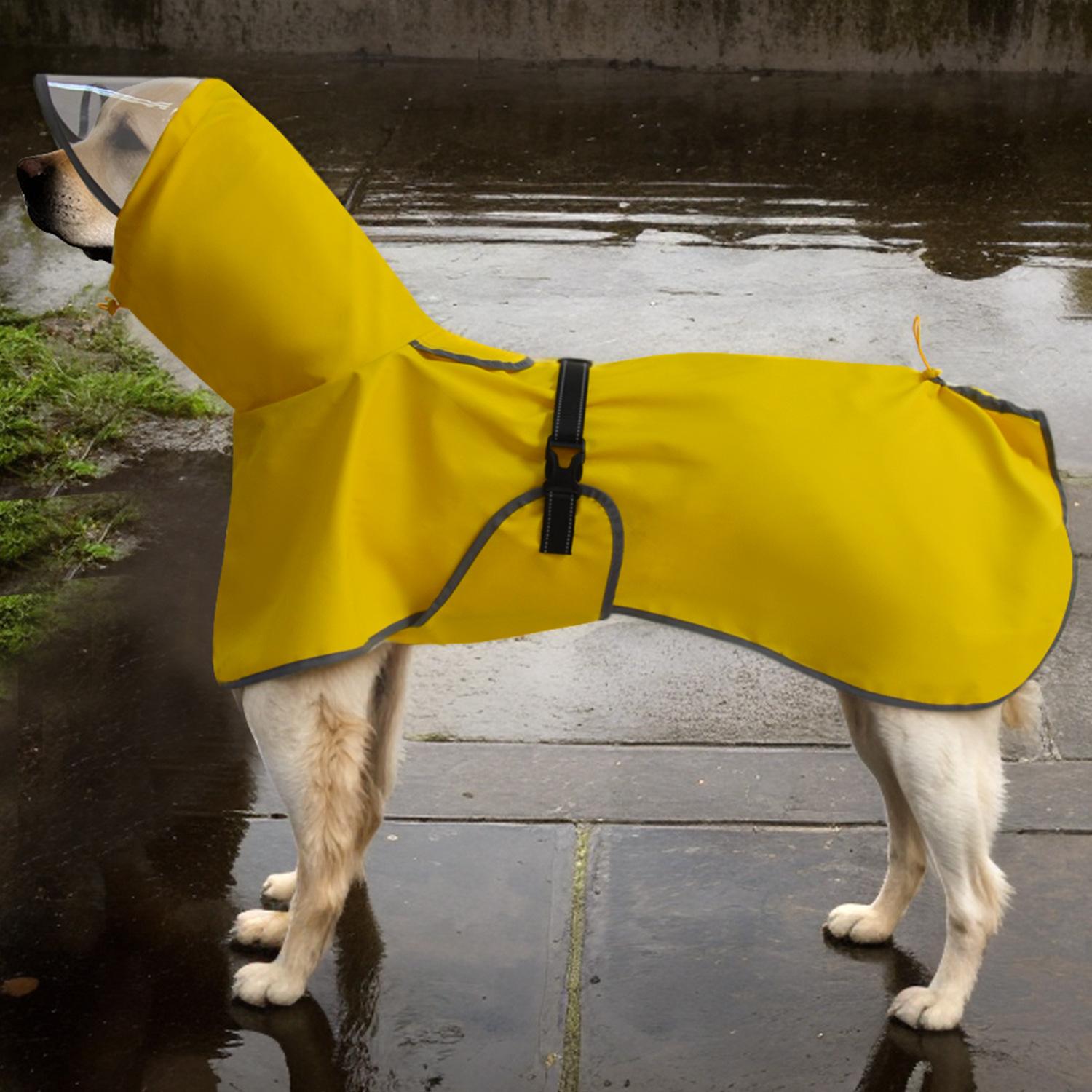 Waterproof dog raincoat belly cape corgi teddy golden retriever pet raincoat reflective dog raincoat factory direct sales L 2.5-5kg