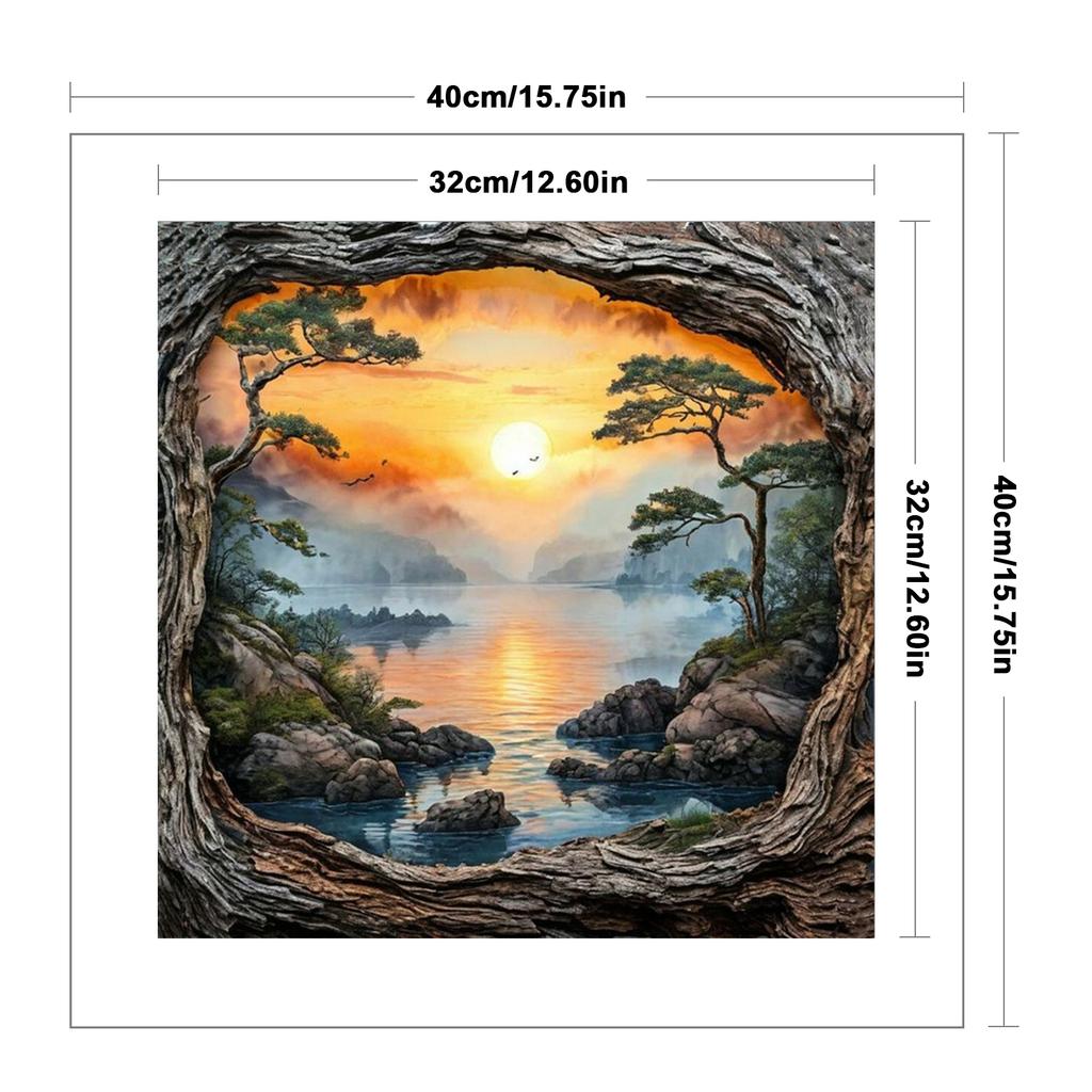 Forest Scenery Full 14CT 2 Strands DIY Counted Cross Stitch Kits 40x40cm Cross Stitch Art and Crafts Kits for Adults Home Decor