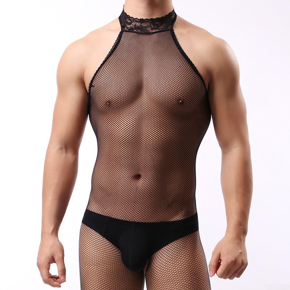 Bodystocking Fishnet Men Sexy Bodysuit Lingerie Mens Mesh
