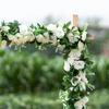 2pcs 10Heads Artificial Rose Silk Vine Flowers Wall Plants Fake Rose Flowers Rattan Garland Wedding Party Home Garden Decoration