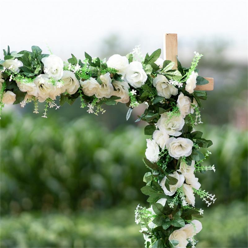 2pcs 10Heads Artificial Rose Silk Vine Flowers Wall Plants Fake Rose Flowers Rattan Garland Wedding Party Home Garden Decoration