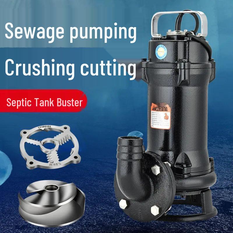 High-Power Submersible Sewage Cutting Pump for Feces, Biogas, and Septic Tanks
