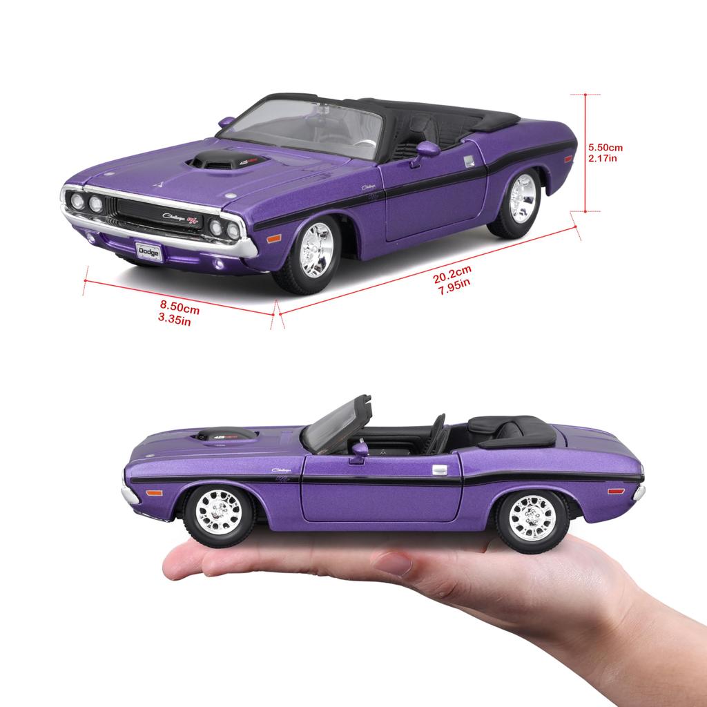 Maisto 1/24 Scale Dodge Challenger 1970 Convertible Purple Diecast Model Car (Finished Product) 31264
