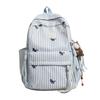 School bag with fresh stripes and backpack for women, 1011 new trendy minimalist casual lightweight large capacity student school bag