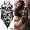 1 PC 210*114MM  Mermaid Temporary Tattoo For Women Men Realistic Fox Lion Flower Tattoos Sticker Back Arm Disposable Death Skull Fake Tatoo