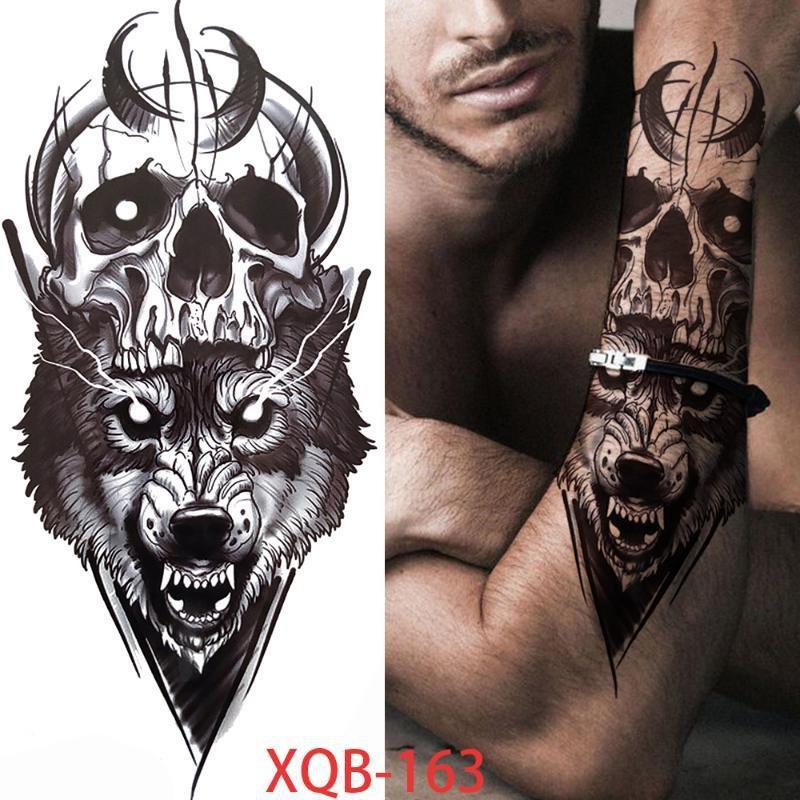 1 stk 210*114MM Havfrue Midlertidig Tatovering For Kvinner Menn Realistisk Rev Løve Blomst Tatoveringer Klistremerke Rygg Arm Engangs Død Hodeskalle Falsk Tatovering