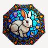 1pc Stained Glass Rabbit Design Automatic Opening/Closing Umbrella - Portable 3-Fold Design, 8-Bone Iron Frame Outdoor Umbrella - Perfect Gift for Fan
