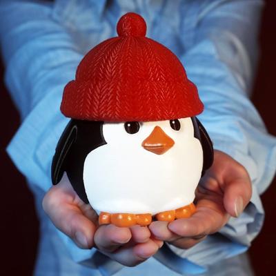 Weihnachts-Pinguin Süßigkeiten Aufbewahrungsbox Roter Hut Pinguin Schokolade Leckereien Snackbehälter Figur Statue Harz Ornament