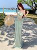 Spicy Girl One-Shoulder Lace Cutout Waist-Slimming Long Dress Summer 2026