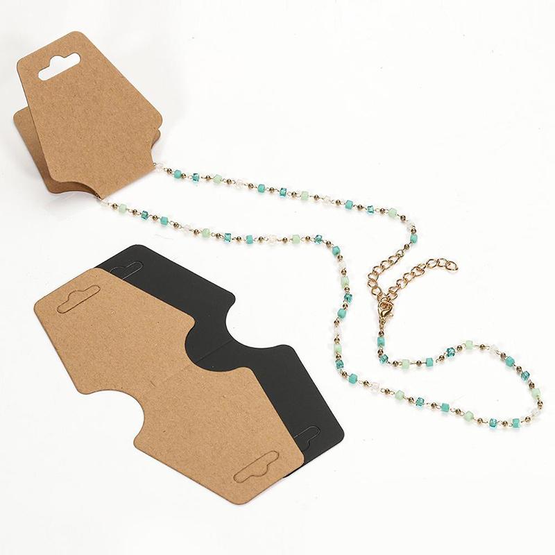 100pcs/lot Foldable Display Cards with Rope Kraft Paper Bracelet Necklace Retail Cardboard Packaging Tags for DIY Jewelry TMZ