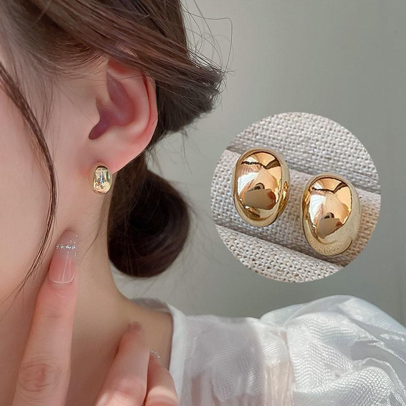 Fashion Vintage Gold U Earrings For Women Metal Earing Jewelry Trending New Korean Silver Oval Hoop Earrings