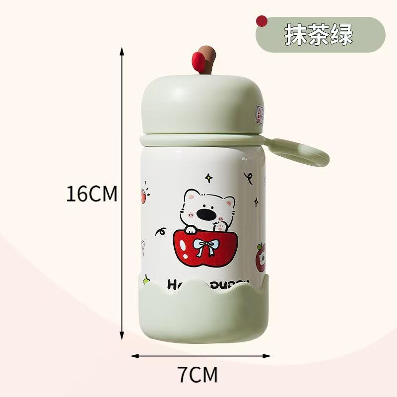 Cute high-value stainless steel thermos cup student niche portable mini pocket cup cartoon apple