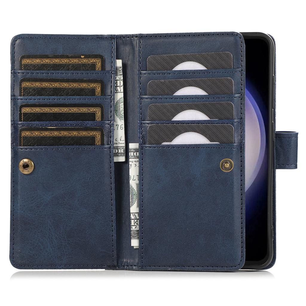 For Samsung Galaxy S25 Case Split Leather Magnetic Wallet Phone Protector with Wrist Strap