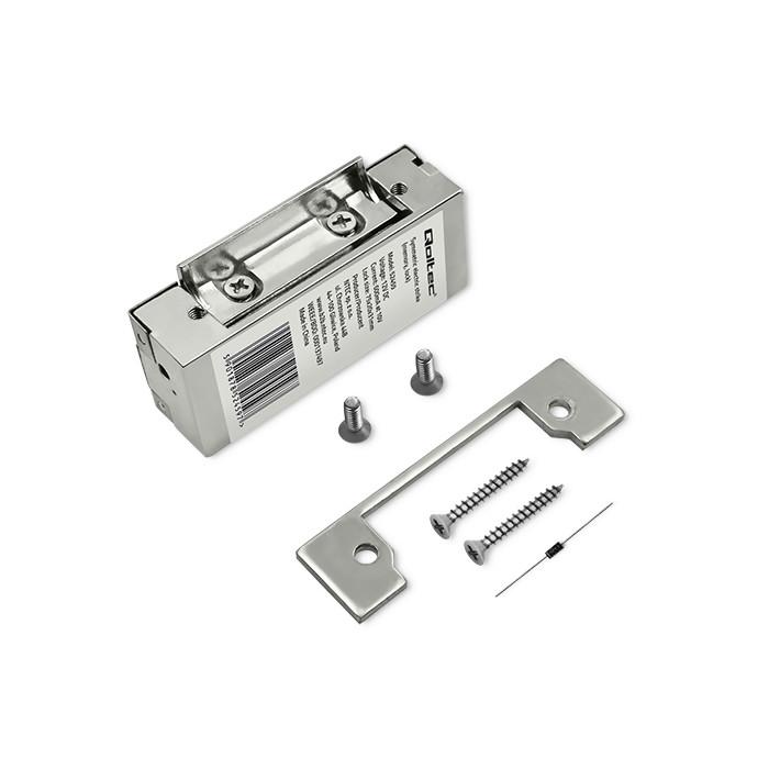Qoltec Symmetrical Electric Strike with Memory and Lock | 12V | Stainless Steel