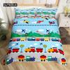 Kids Equipment Trucks Duvet Cover King Boys Cartoon Car Bedding Set Construction Highway Comforter Cover Set