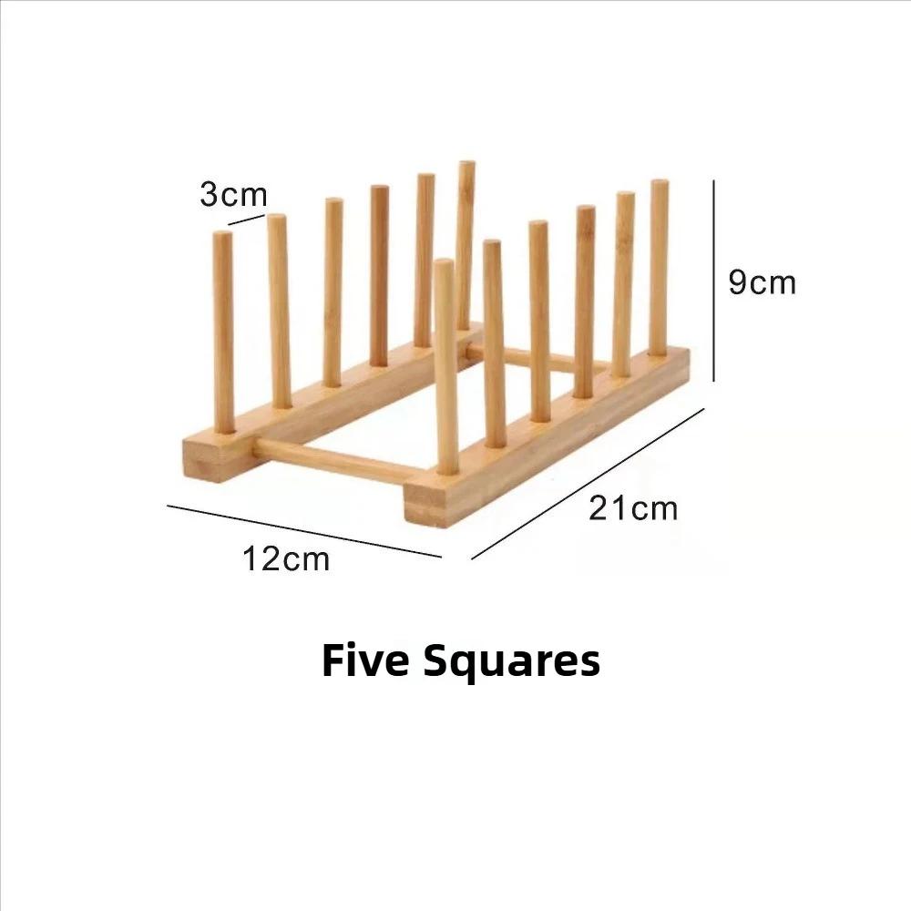 Kitchen Multi-Functional Plate Storage Rack Holder Household Kitchen Bamboo Wood Display Display Rack Dish Plate Draining Rack