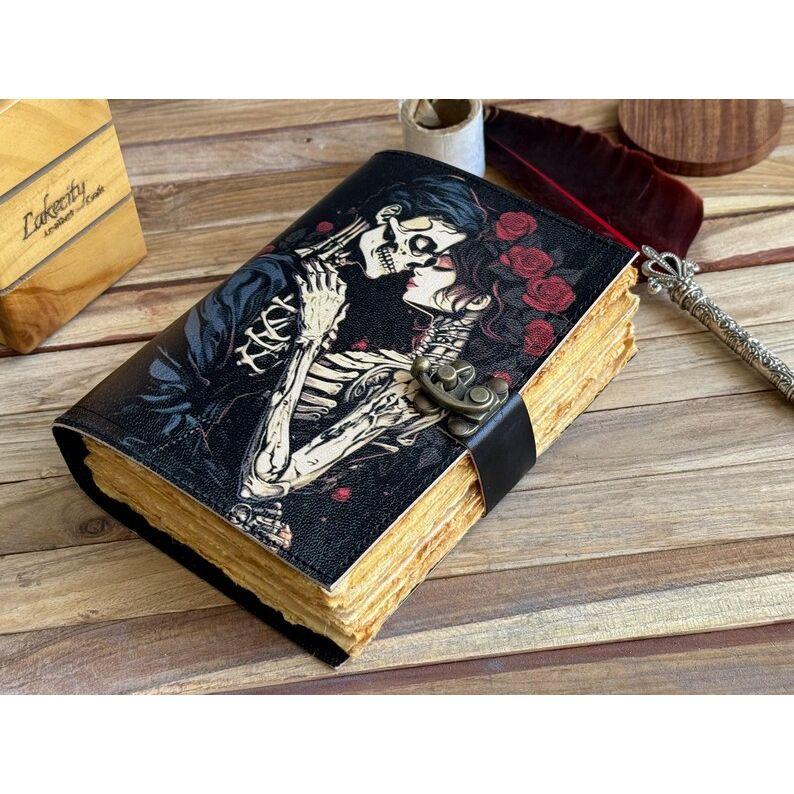 Handmade Leather Skull Lover journal Wiccan Pagan journal grimoire book of shadows For men women Traveling Sketchbook birthday gift