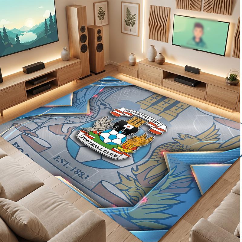 Tappeto in Velluto di Cristallo con Stampa del Coventry City Football, Comodo Assorbente d'Acqua Antiscivolo Tappeto per Pavimenti Interni