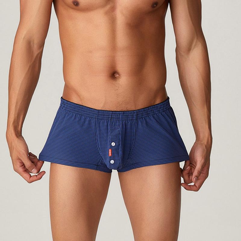 Men's Sexy Boxer Briefs Fashion Plaid Low-Rise Underwear Comfy Body-Hugging Home Shorts