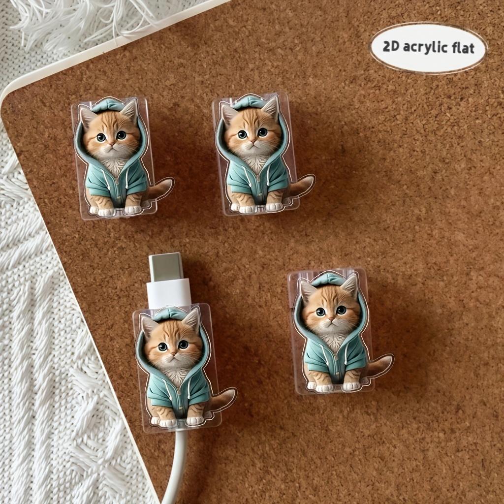 Cartoon Katzenförmiger Datenkabel-Schutz, Geeignet für Typ-C/Ladeschnittstelle Anti-Bruch Ladekabel-Schutz