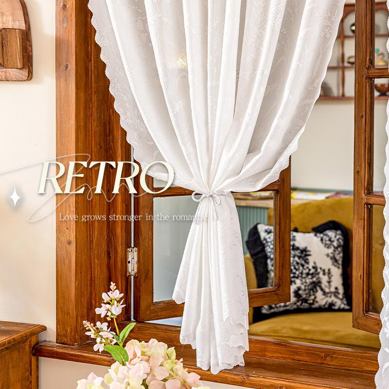 French Window Curtain No Drill Pleated Blinds for Patio Doors Sheer Voile Drapes Light Filtering Privacy Screen for Balcony Home