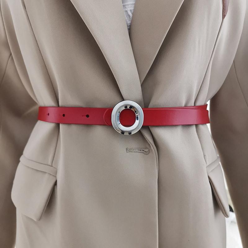 Ladies Slim Leather Waist Belt With Alloy Clasp For Modern Casual And Work Looks