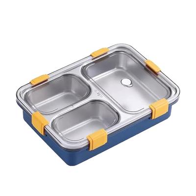 RSINC 3 Compartment Stainless Steel Lunch Boxes for Boys | Office Vaccum Tiffin Box for Women Leak Proof Snack  (Assorte Color) Lunch Box 750 Ml