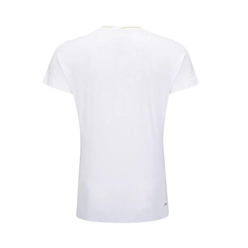 Li Ning Youth Team Badminton Competition Eco-Friendly Quick-Dry Breathable Color-Block Short Sleeve T-Shirt Women Tops White AAYT582-3