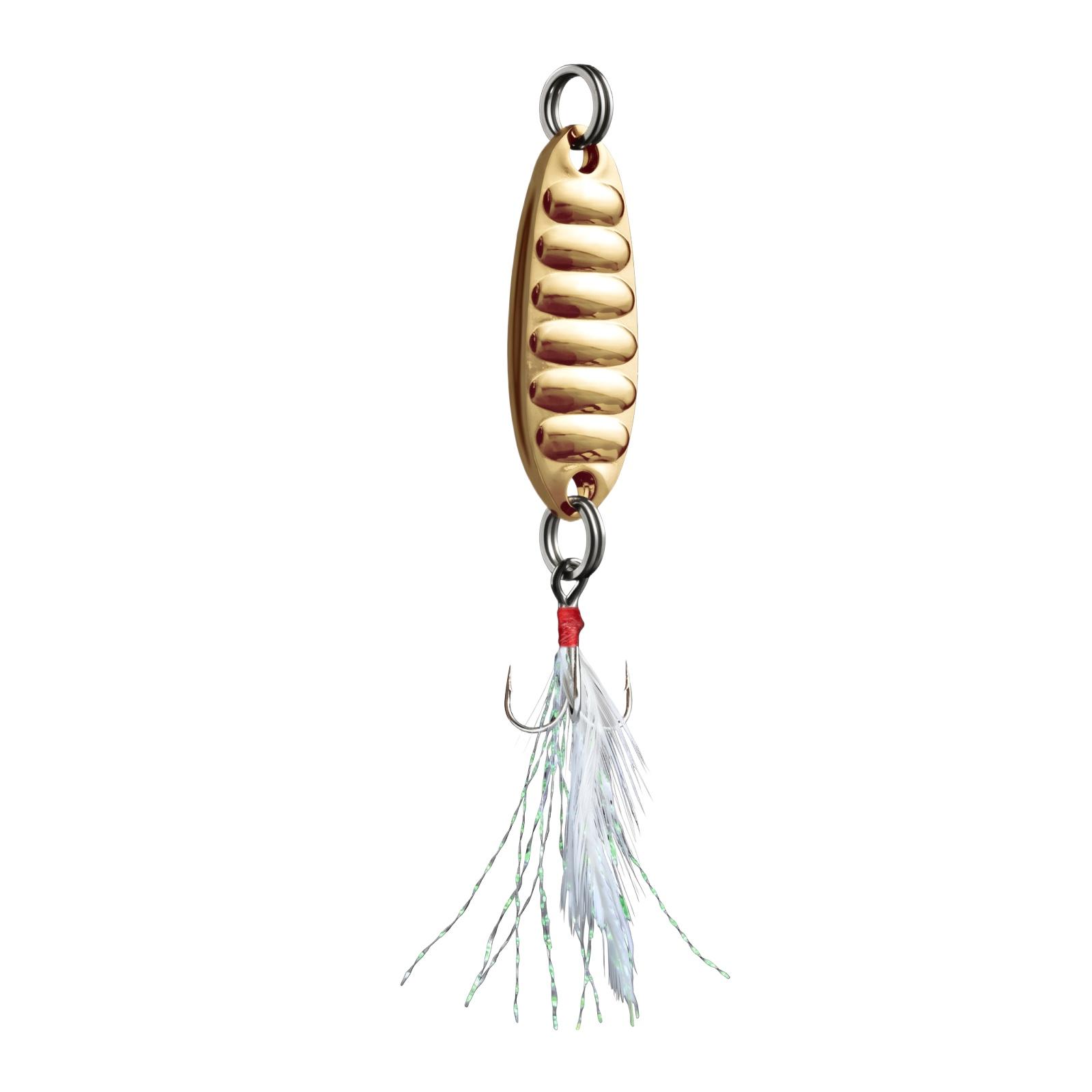 Vibration Metal Spoon Long Casting with Blood Feather Hook one size золотой