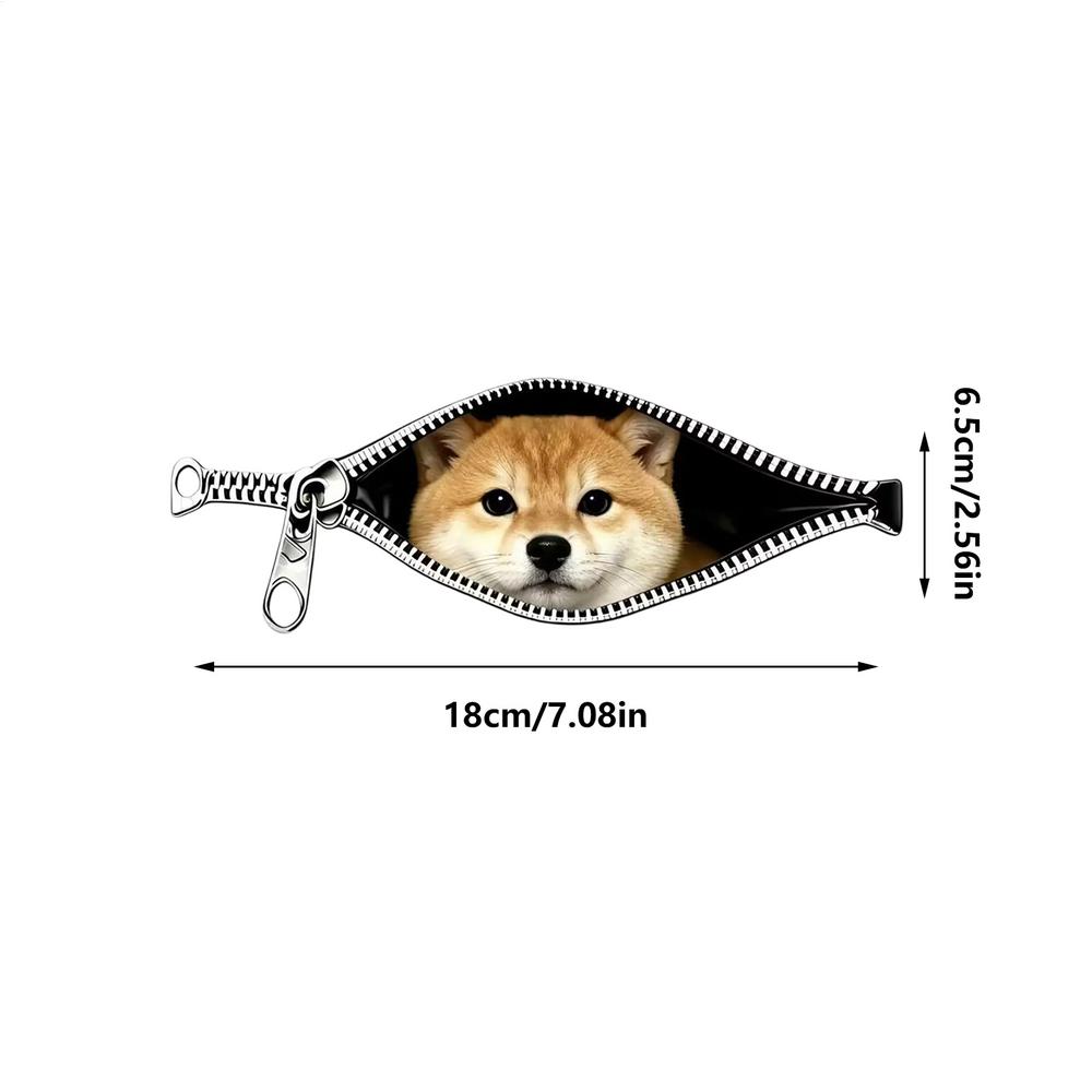 1PC Creative Zipper Cat Car Stickers Dog Car Window Glass Stickers Scratch Covering Electric Car Decoration Waterproof Stickers