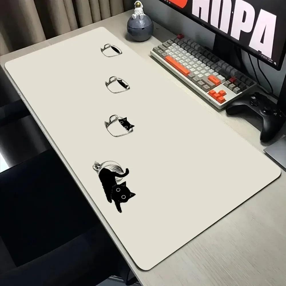 Funny black cat Mouse Pads Cute Cat Computer XXL Mausepad Company Desk Pad X Large Kawaii Cushion Office Accessories Rug
