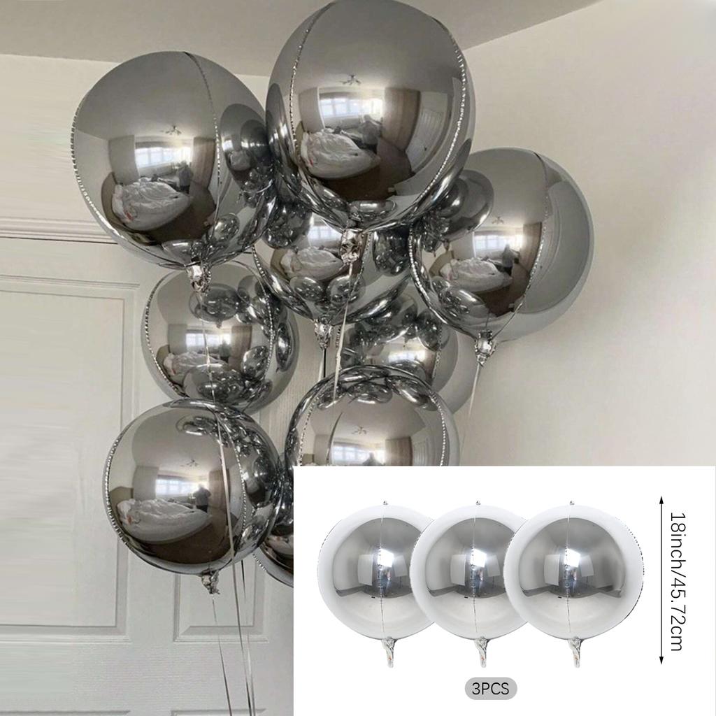 1set Silver Theme Balloon Set, Birthday Party, Wedding, Anniversary, New Year Party, Photo Props Decoration Supplies