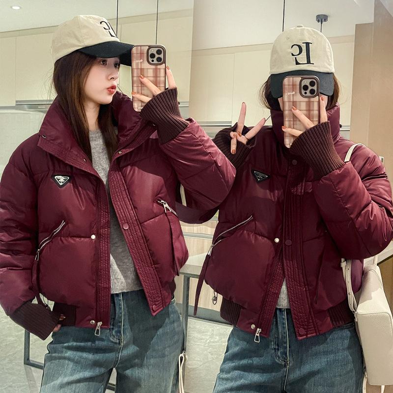 2025 Down Cotton Jacket Women's Loose Padded Jacket Warm Stand-up Collar Women's Autumn and Winter Short Thickened Cotton Jacket Women's Jacket