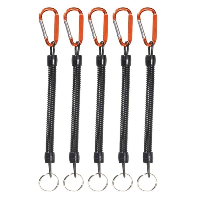 5Pcs Coiled Fishing Lanyards with Carabiner Retractables Fishing Lanyards  Coiled Tethers Secure Tackle Tool Easily Use