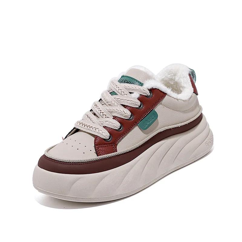 Mode Mode Damen Schuhe Winter Neu Damen Casual Sportschuh Warm Plüsch Dicke Sohle Damen Stiefel Trendiger Höhenzuwachs Baumwollschuhe