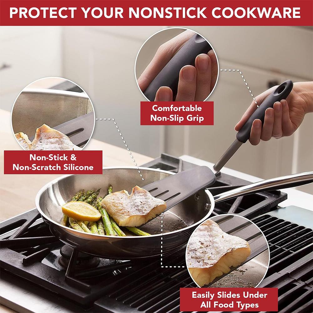 LMETJMA Silicone Flexible Turner Spatula Set Heat Resistant Flexible Rubber Spatulas Non Stick Rubber Kitchen Utensils JT308