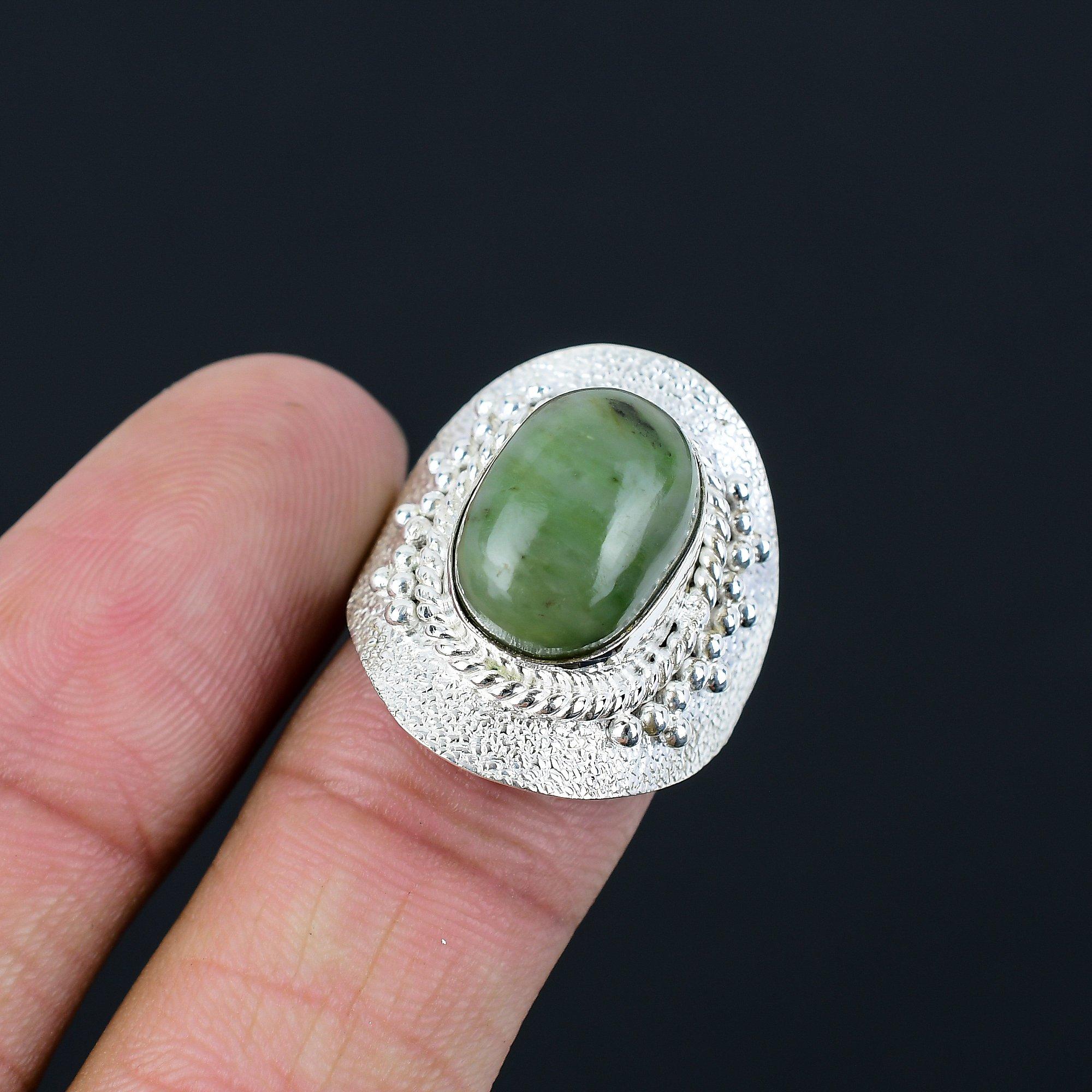 Natural Green Apatite 925 Sterling Silver Elegant Promise Ring Jewelry Size 7 7