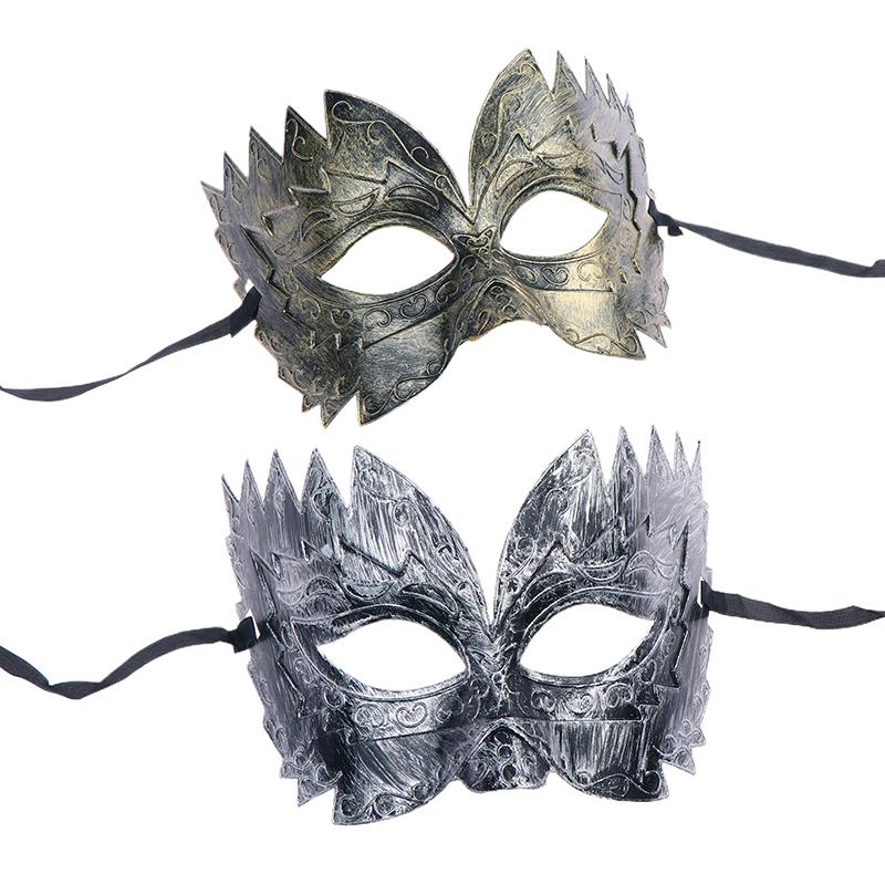 1Pc Carnival-Masquerade Mask Vintage Mask Gold Silver Half Face Mask Plastic Halloween Costume Party Mask Women Men