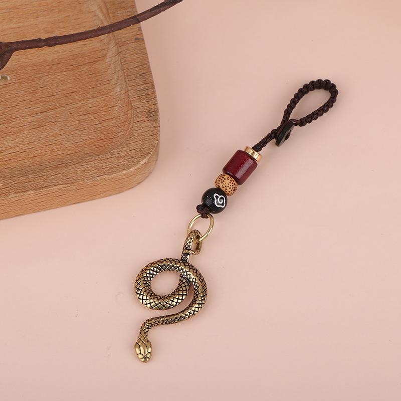 Miedziany wąż Vintage ręcznie robiony mosiężny klucz Foddle Pure Zodiac Disc Belt wiszący kluczyk samochodowy stopka wisiorek