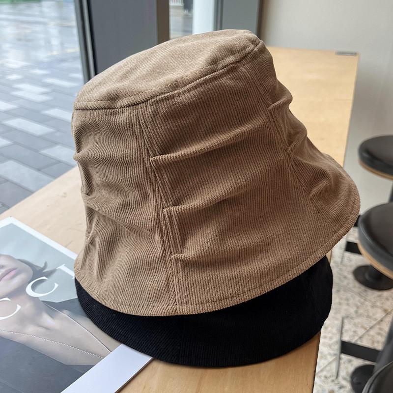 Vintage Corduroy Fisherman Hat With Wrinkled Design For Casual Spring And Fall Wear
