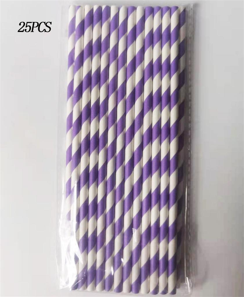 25Pcs Retro Stripe Paper Drinking Straws Vintage Polka Party Wedding Birthday Straw