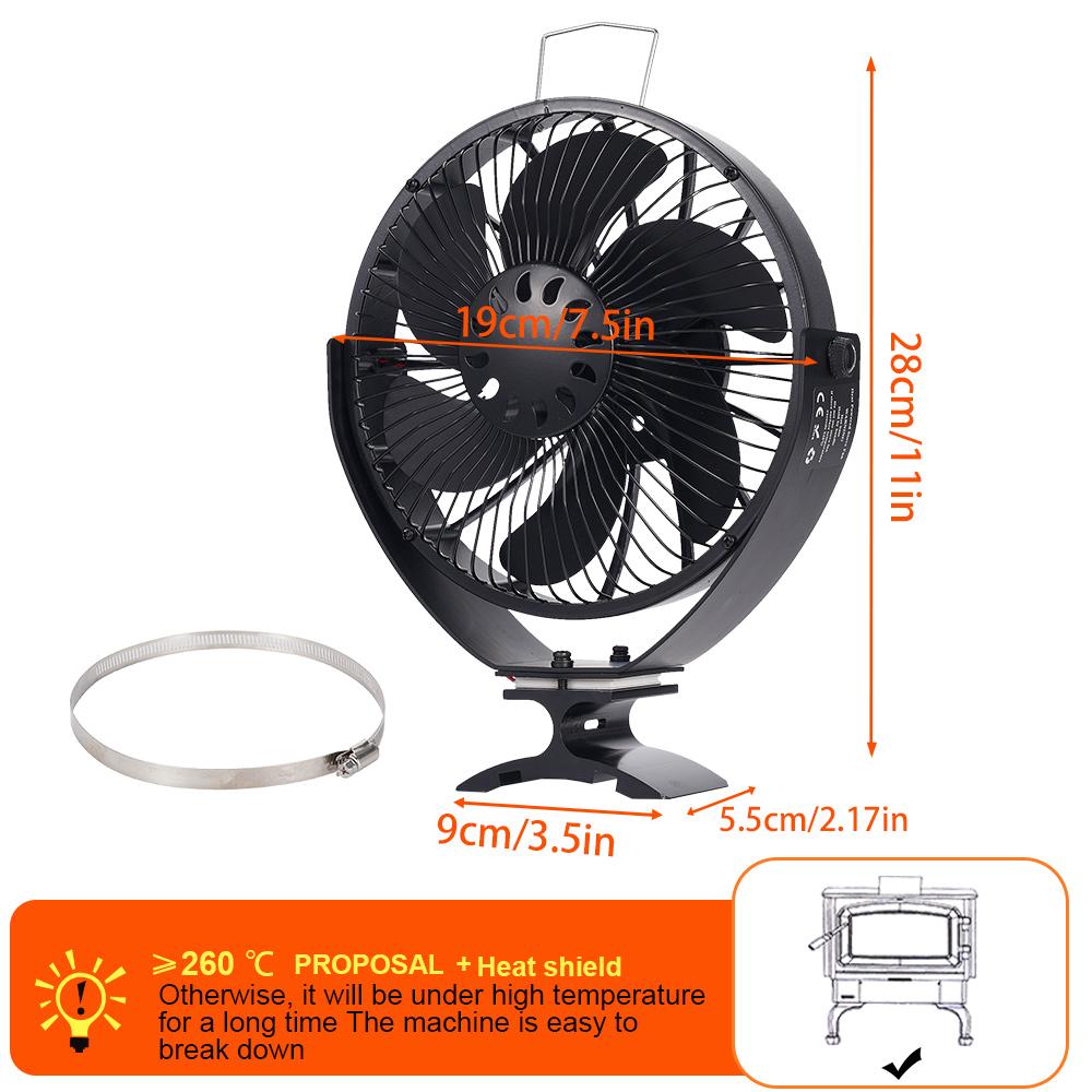 6-Leaf Fireplace Fan Dual-Purpose Wall-Mounted Standing Two-In-One Protective Cover Eco-Friendly For Home Winter Outdoor Camping