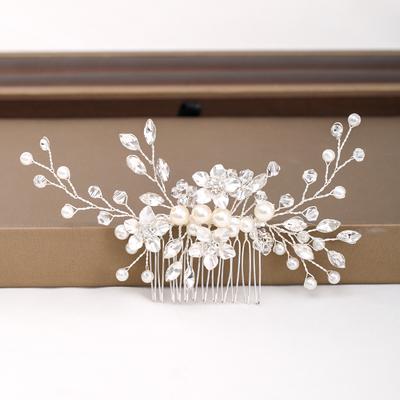 Wedding Hair Accessories Handmade Pearl Headdress Women Silver Color Hair Comb Flower Hai Comb Bridal Hair Ornaments Tiaras