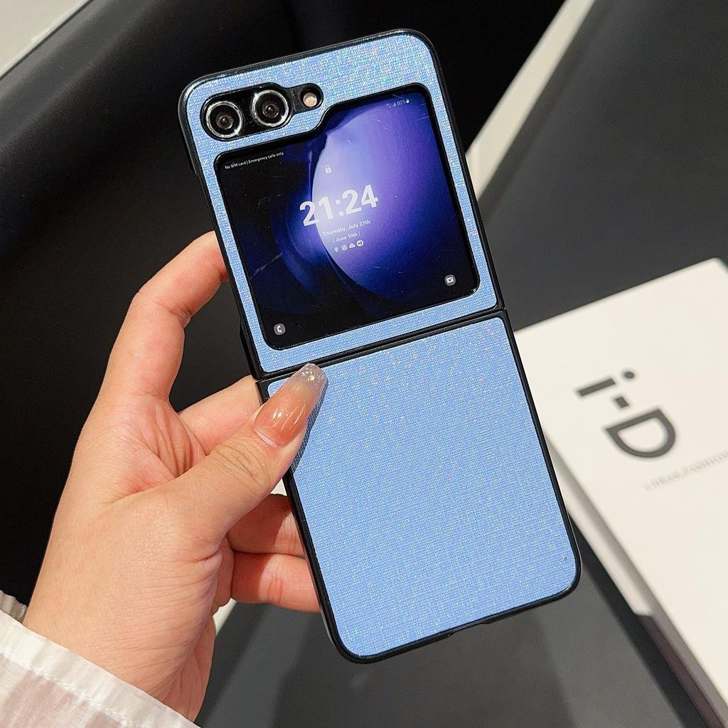 For Samsung Galaxy Z Flip7 FE 5G/Z Flip6 5G Case Two-Piece Leather+PC Phone Cover Pearl Cross Pattern