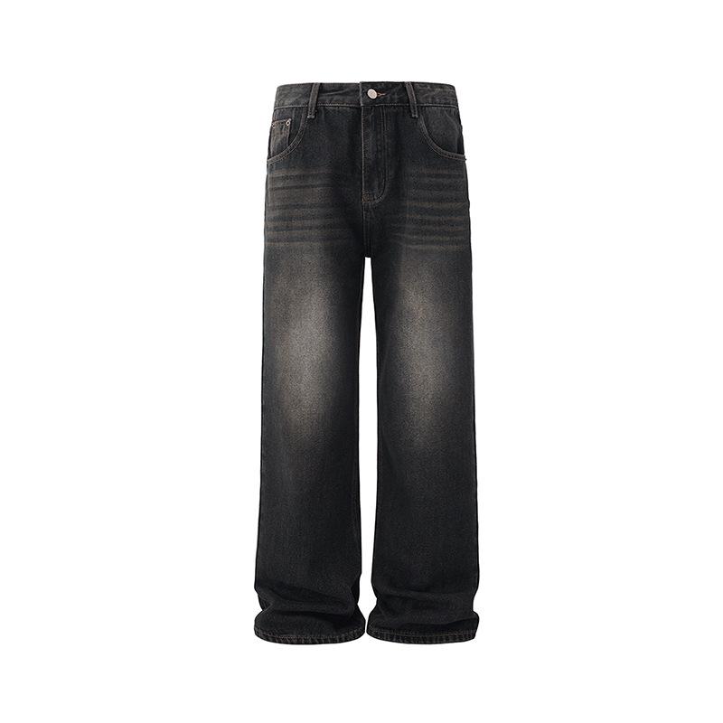 Rusty Soil Straight Jeans Men's Spring Loose Casual Long Pants Trend Old Wide Leg Pants
