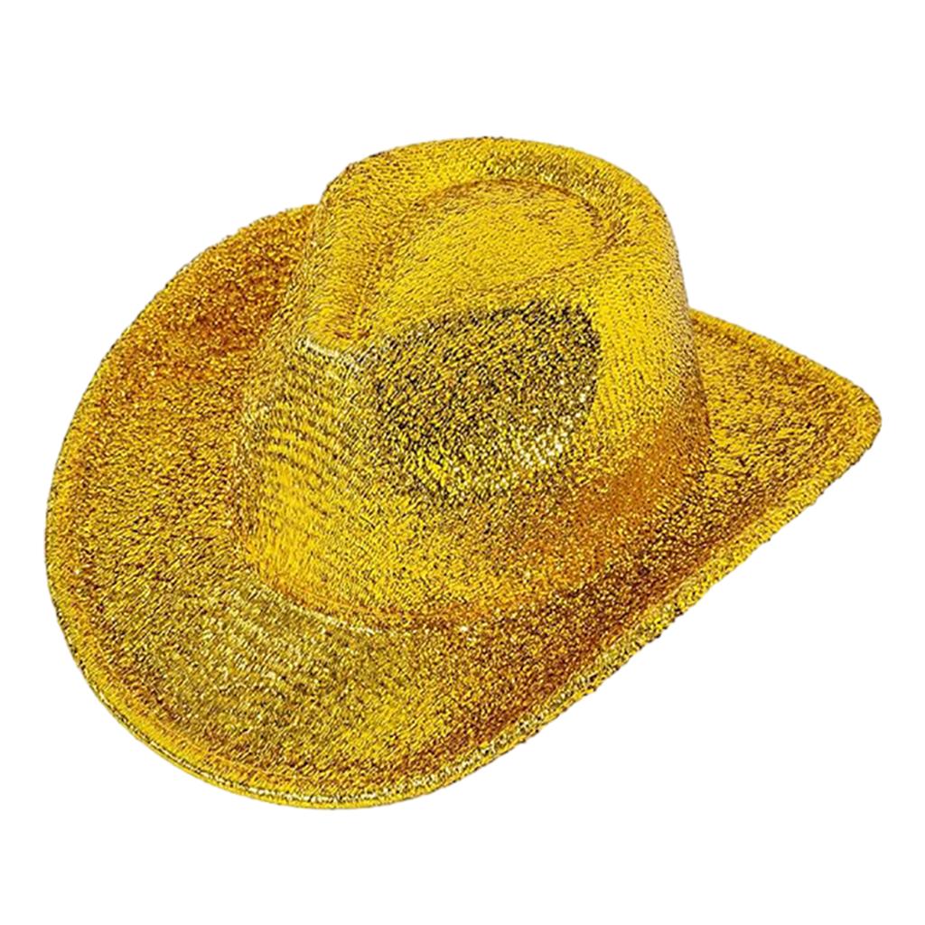 Funny Party Hats Cowgirl Hat Glitter Trims Ladies Cowboy Hats for Womens Metalic Disco Cowgirl Hat Glow Hats