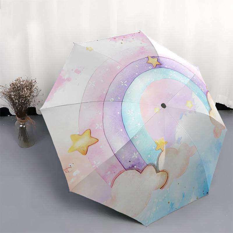 1pc Rainbow Clouds Themed High-quality Umbrella,Automatic Opening and Closing Umbrella,Multi-functional Umbrella G0811342