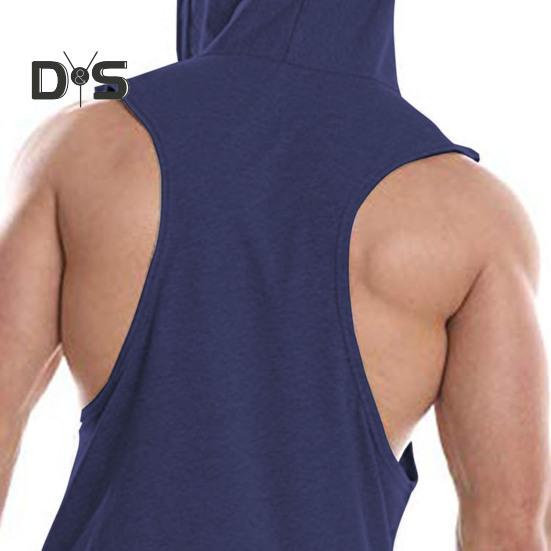 Men Hoodie Vest Hooded Sleeveless Solid Color Summer Sweatshirt Loose Fit Breathable Fabric Sport Vest